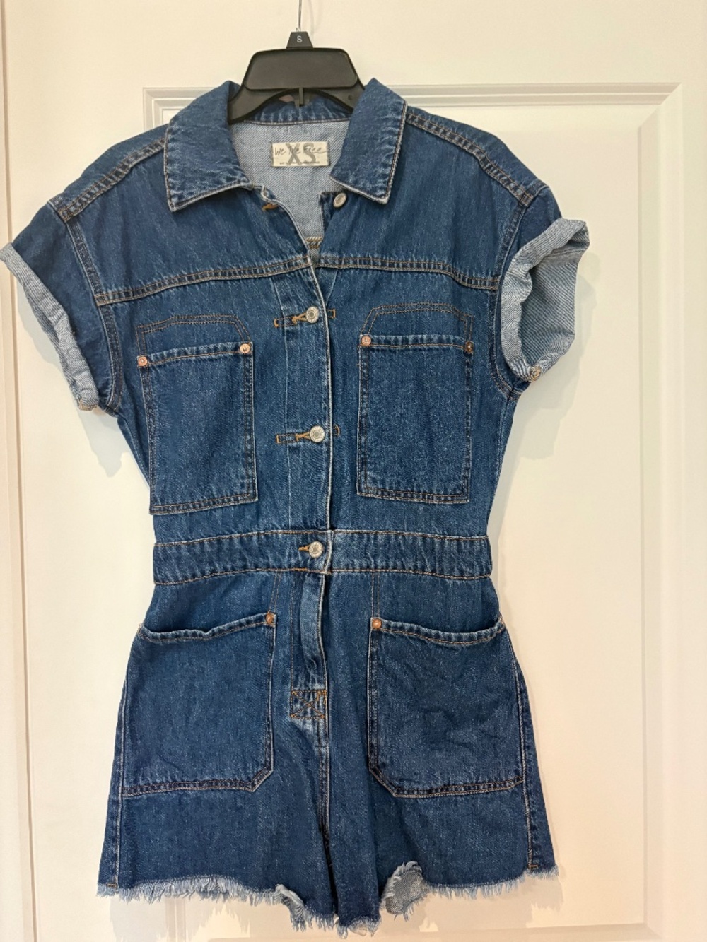 FREE PEOPLE DENIM ROMPER- EUC XS